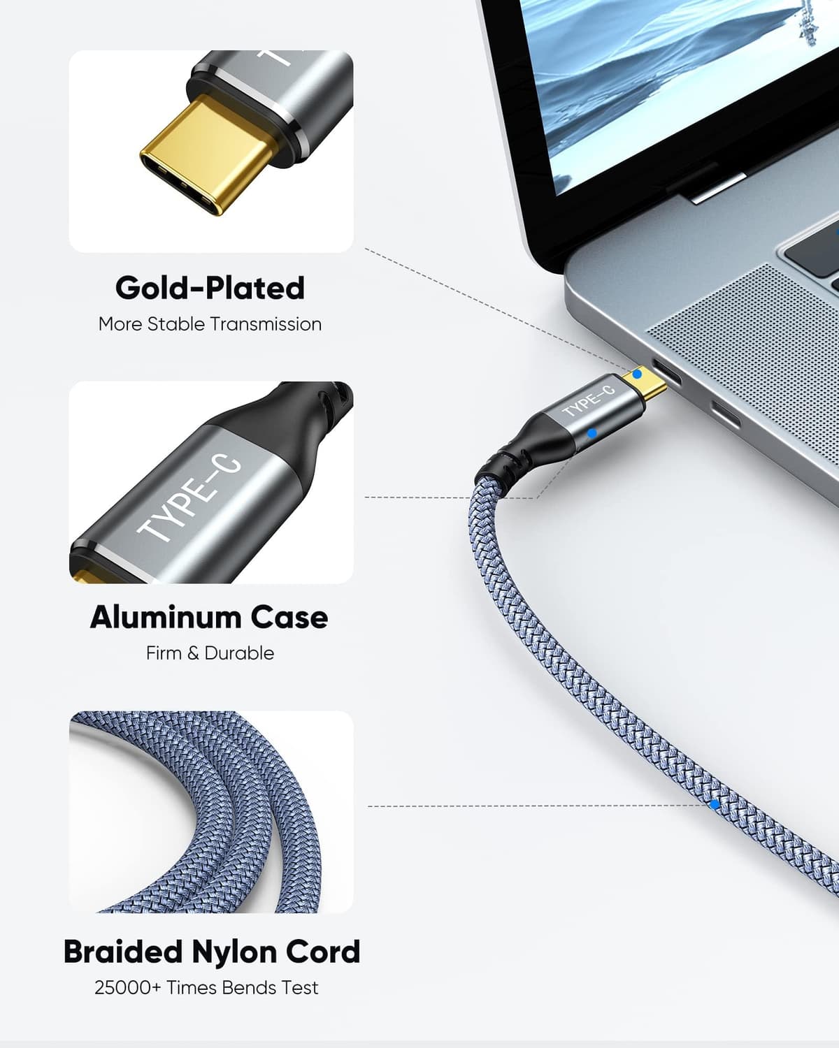 Highwings USB C to HDMI Cable 1.8m 4K@60Hz, UHD Thunderbolt 3/4 to HDMI Cable[Anti-Interference][Gold-Plated] Compatible for iPhone 16/15 Pro, for MacBook Pro/Air, for Surface, for XPS, for Galaxy etc — view 5
