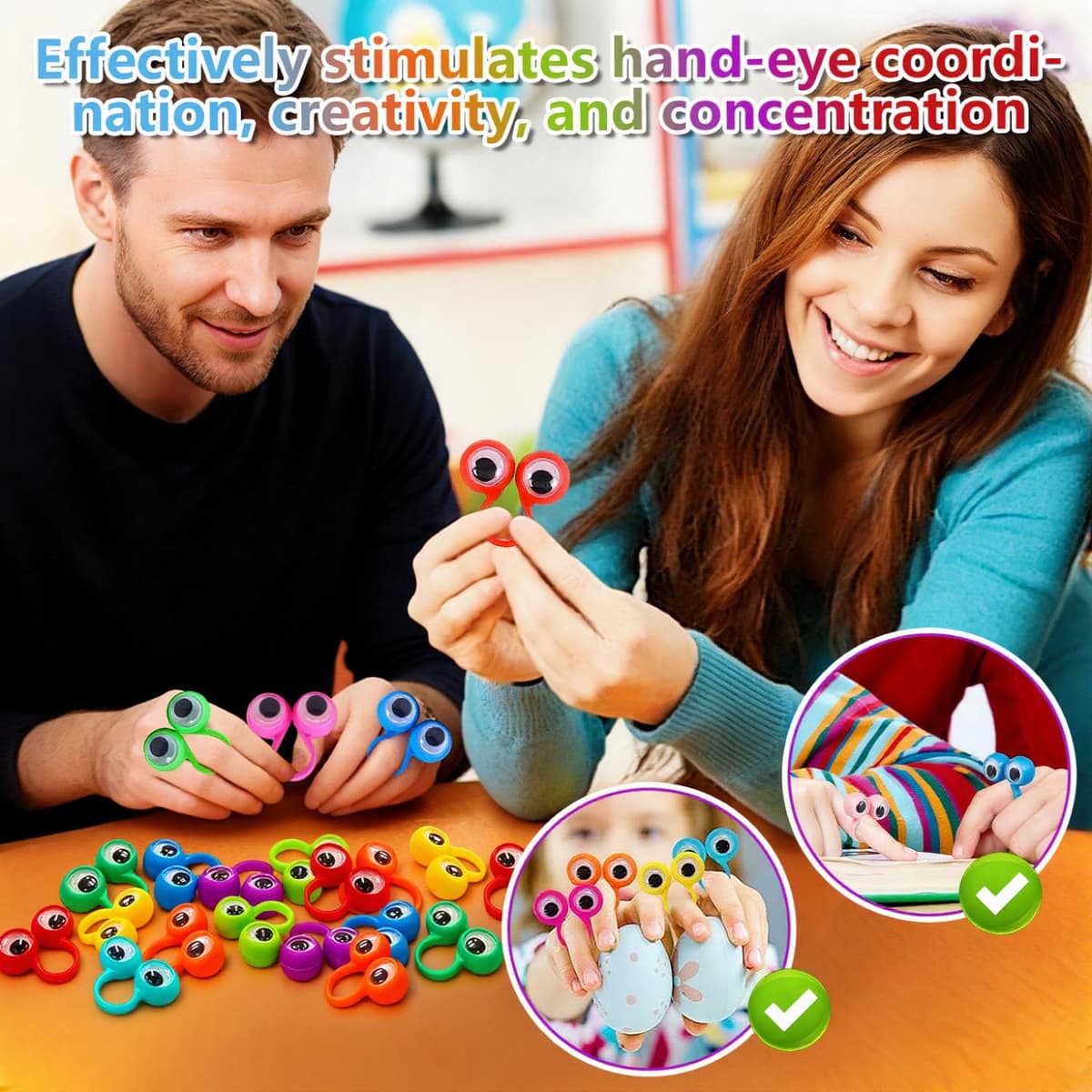 90 Marionetas de Dedo Ojos Marionetas de Mano Colores Finger Puppets Educativos para Creativas Interactivas Representaciones Teatrales Regalo para Cumpleaños y Fiestas de Halloween — view 4
