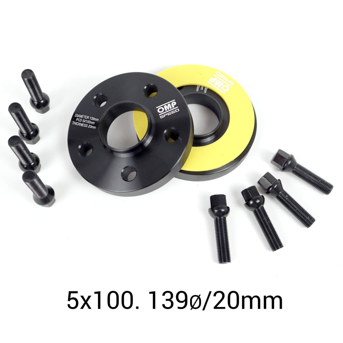 OMP Speed Juego de 2 Separadores Doble Centrado Grosor: 20mm PCD: 5x100 CB: 57.1 OD: 139 Tornillo x20 M14x1.5 Conico + 14x1.5 Esferico Negro Aluminio - OMPS08412001 — view 5