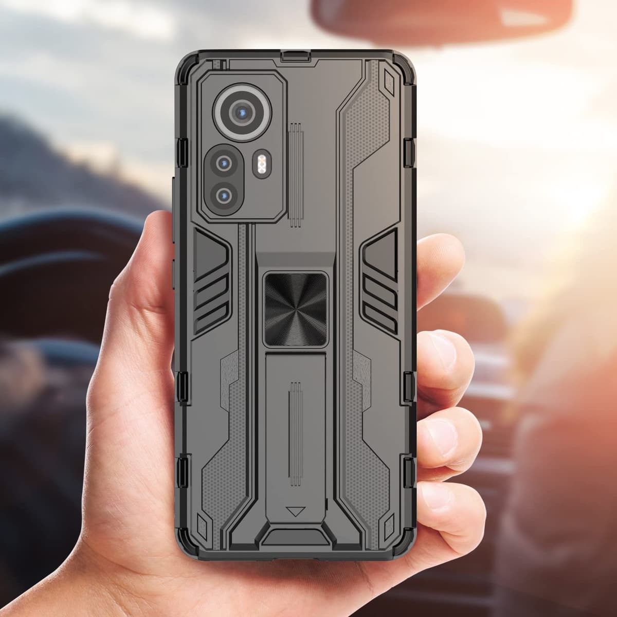 Funda para CMF Phone 2 Pro, Carcasa Antigolpes con Soporte anular metálico, Case Protectora de Grado Militar, Negro — view 800