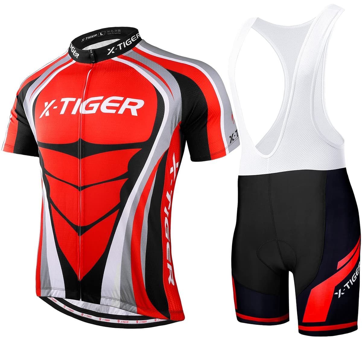 X-TIGER Hombres de Bicicleta con 5D Gel Acolchado MTB Ciclismo Maillots Tirantes Culotte Pantalones Cortos Culotes — view 8