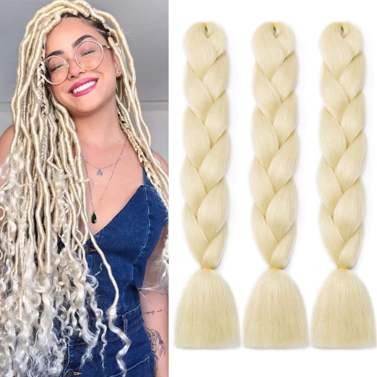 24" Braiding Hair Extension Jumbo Braids Synthetic 3bundles/pack Crochet Hair Afro Box Braid Heat Resistent (Dark Purple) — view 72
