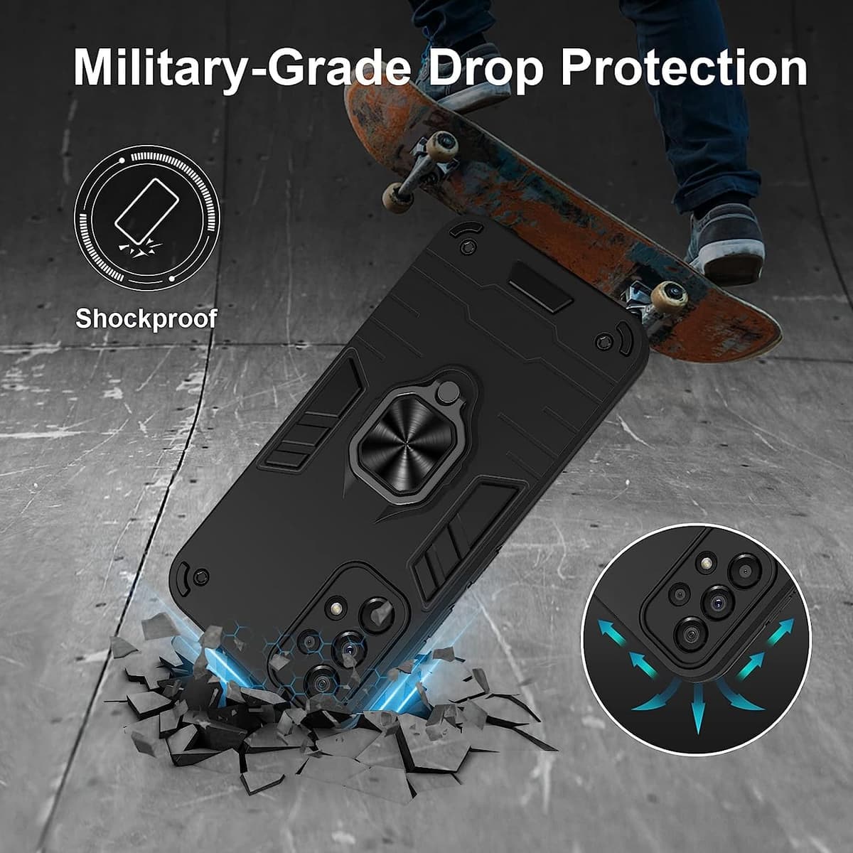 Funda para CMF Phone 2 Pro, Carcasa Antigolpes con Soporte anular metálico, Case Protectora de Grado Militar, Negro — view 1516