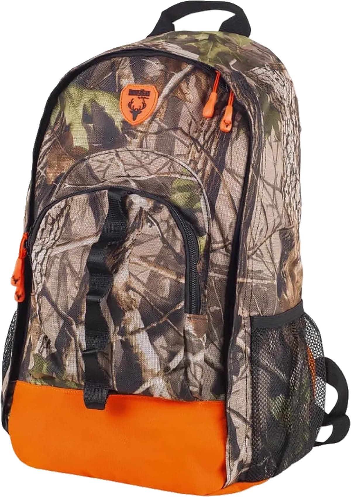 WORKTEAM Mochila de Caza 23L, Camuflaje, Compartimentos Múltiples con Doble Cremallera, Laterales de Rejilla, Tirantes Acolchados y Espalda Ergonómica para Outdoor y Montaña