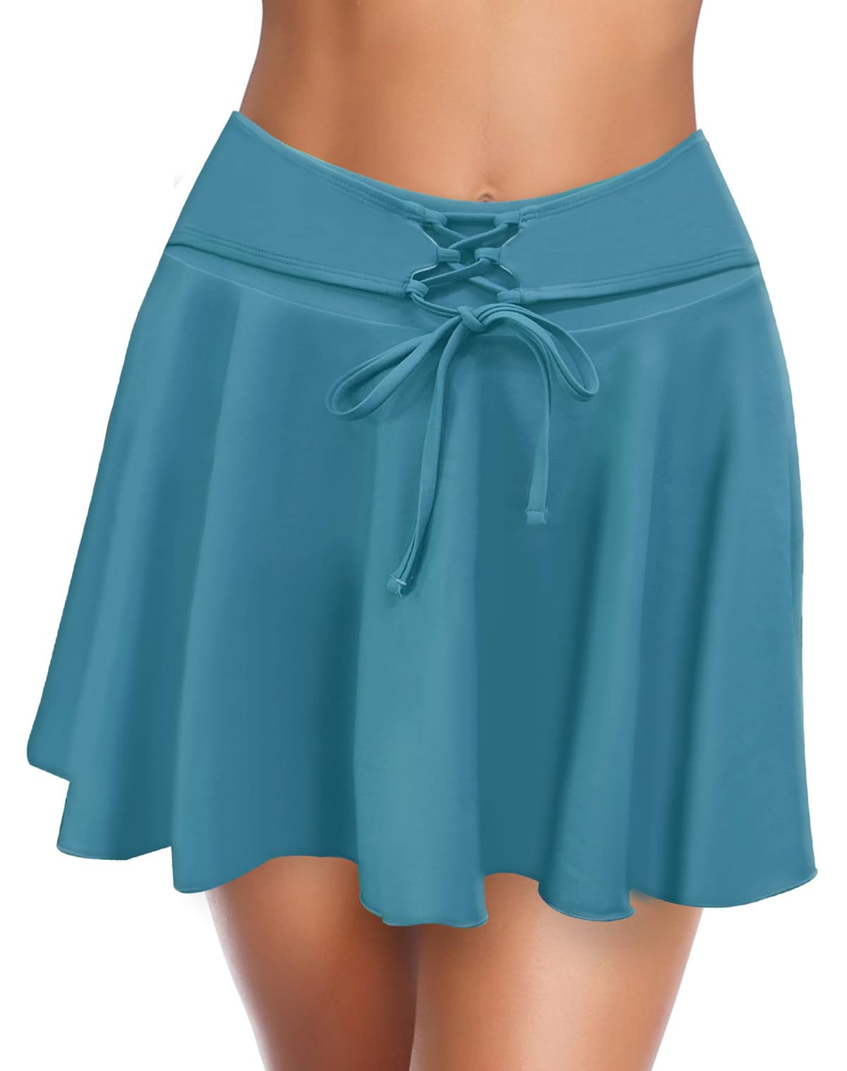 SHEKINI Traje de Baño para Mujer Elegante Ruched Bikini Falda Corta Incorporada Pantalones de Bikini Deportivo Verano Falda de Baño con Cordón de Playa — view 42