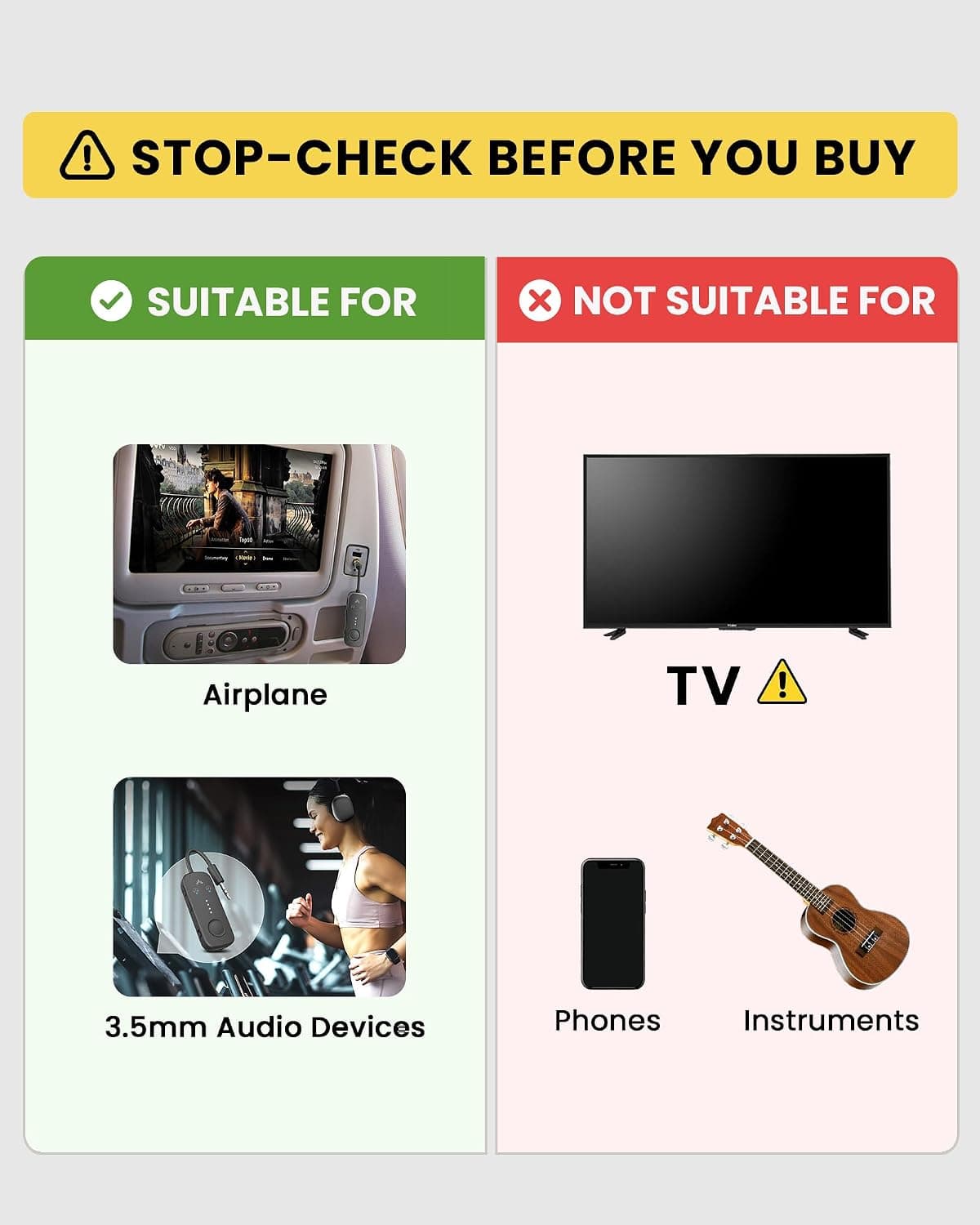 Avantree Relay - Airplane Bluetooth 5.3 Adapter with Qualcomm aptX Adaptive, Supports 2 AirPods or Headphones, 20H Playtime, 3.5mm AUX Jack Wireless Audio Transmitter for Planes, Airline, Travel Black — view 2