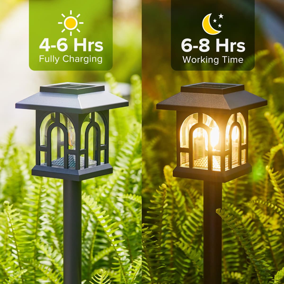 BUCASA Solar Lights Outdoor Garden, 6 Pack Garden Lights Solar Powered Waterproof with Warm White Light, Retro Solar Garden Ornaments Outdoor Path Lights for Landscape, Patio, Yard, Pathway — view 4