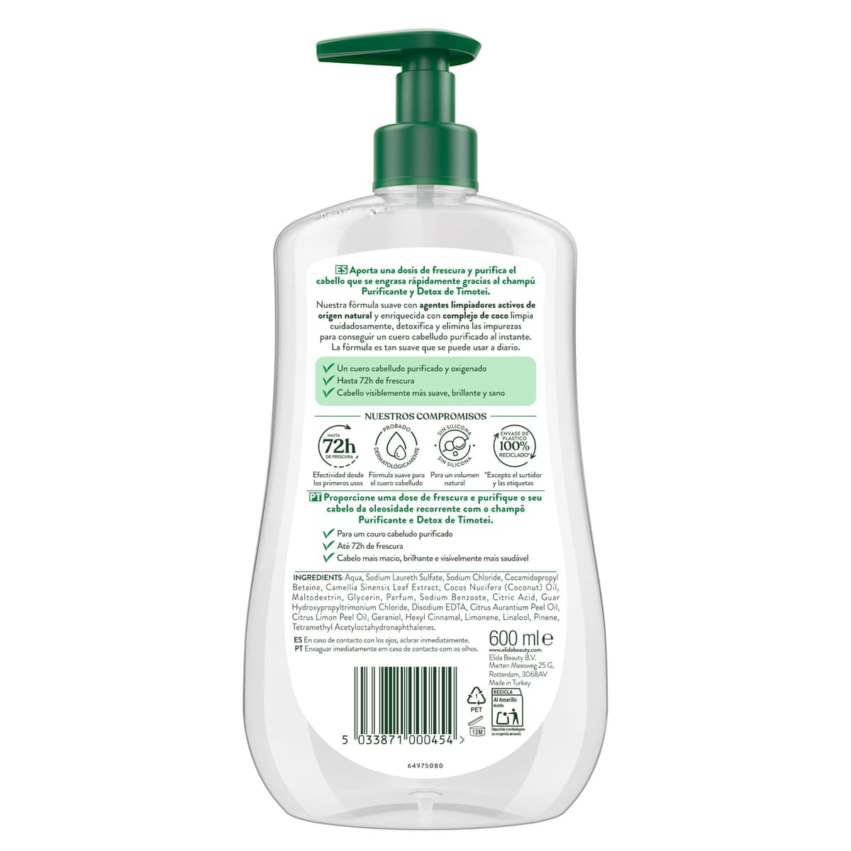 Timotei Champú Purificante y Detox 600ml| Hasta 72h de Frescura | Limpieza Profunda | Cabello Más Suave y Brillante — view 3