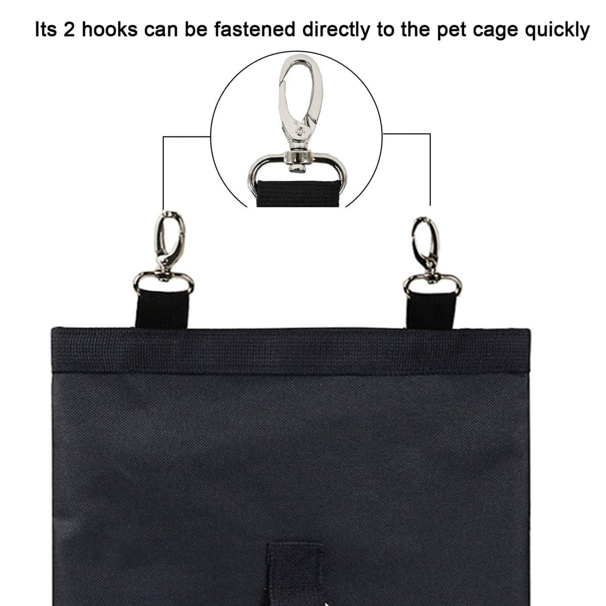 Rabbit Hay Feeder Bag Guinea Pigs Hanging Hay Rack Manger Holder Dispenser Small Animal Feeder Storage Pouch for Bunny Chinchilla Hamster (2 Windows, Pattern Black) — view 4