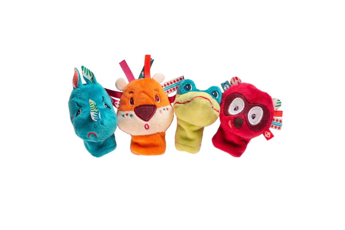 Lilliputiens - Set de Marionetas de Dedo Jungla - 4 Animales exóticos para espectáculos - Juguete sensorial e Interactivo para bebés - Marionetas de Mano para niños - Desde 12 Meses - 83105