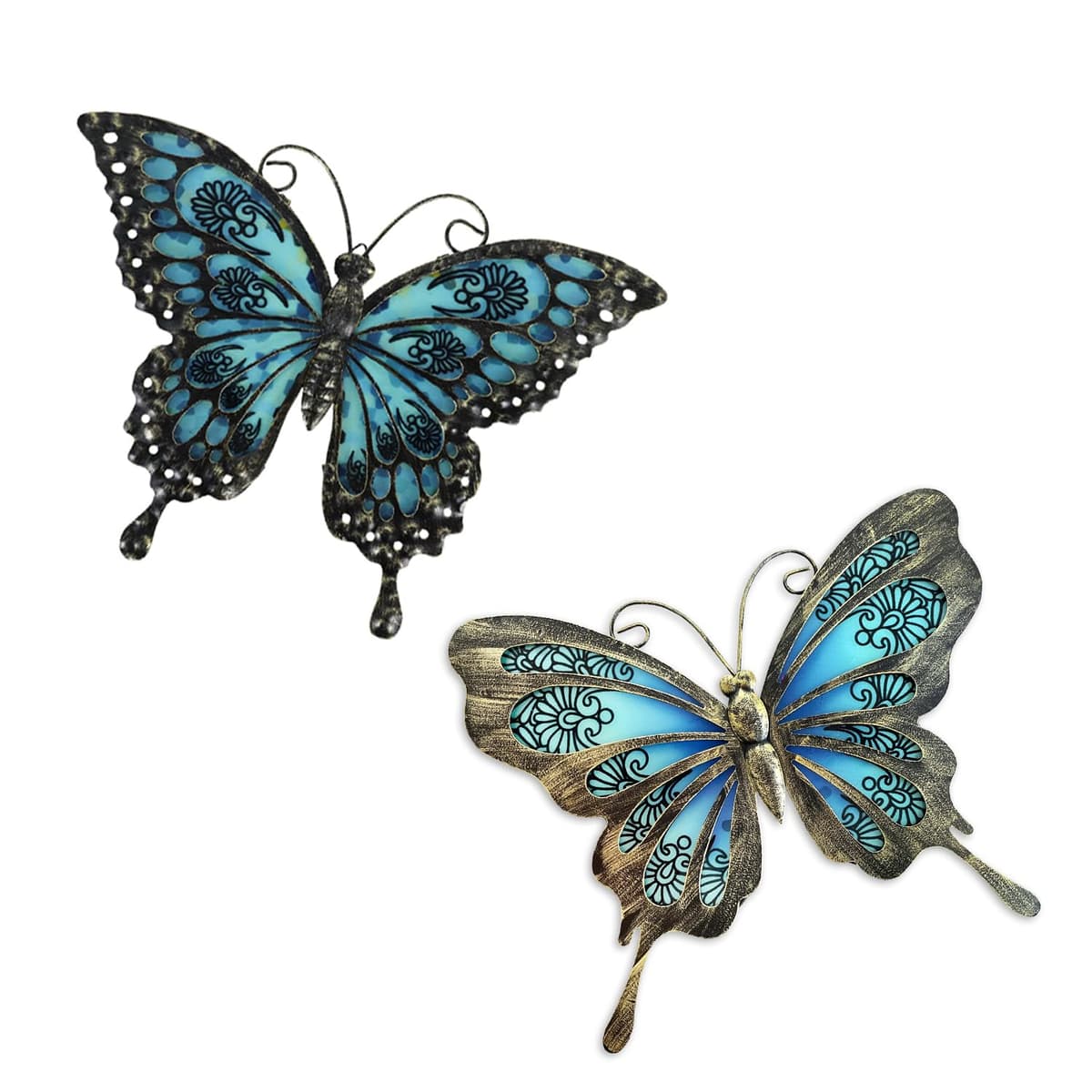 Liffy Glass Metal Dragonfly Wall Decor Pair - Outdoor Wall Art for Garden and Home - Hanging Decor Gifts for Women, Light Blue — view 10