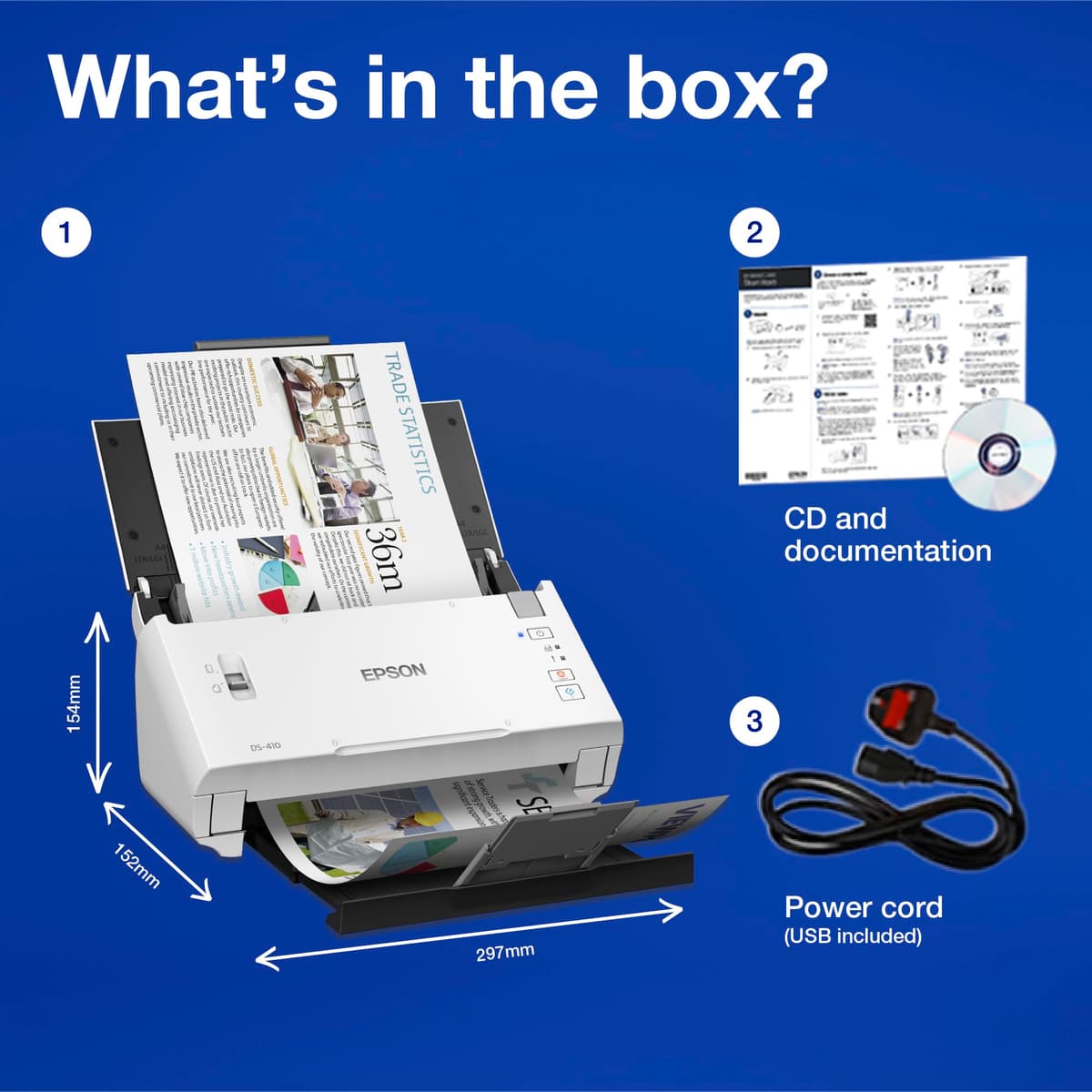 Epson Workforce DS-410 Desktop Sheetfed Business Scanner - 26PPM - USB — view 2