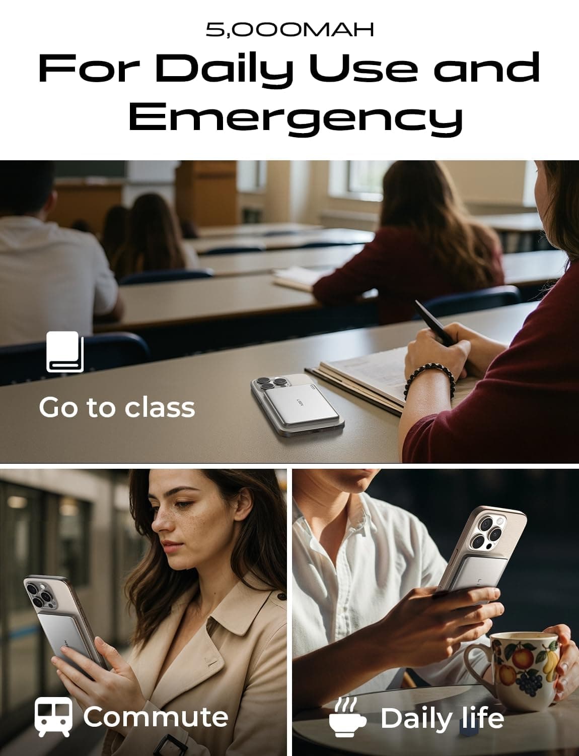 LISEN Magsafe Power Bank Slim Magnetic Mag Safecharger Power Bank for iPhone 0.3" Magsafe Battery Pack Accessories 5000mAh Wireless Portable Charger Christmas for Gifts for iPhone 17-14 Pro Max Air — view 7