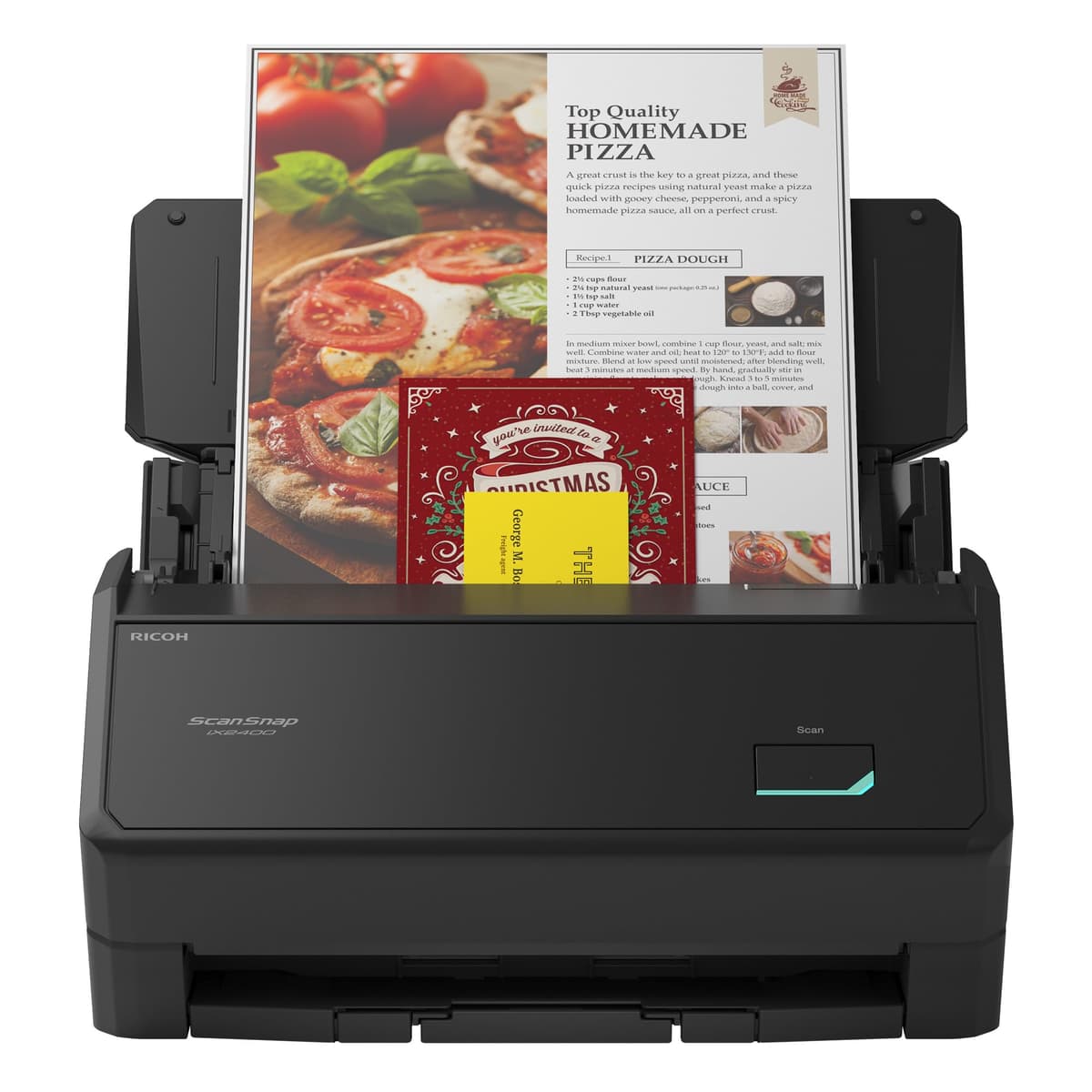 ScanSnap iX2400 Scanner A4 Negro - Escaneo a doble cara ultrarrápido 45 ppm, cargador automático de documentos, USB 3.2, Wi-Fi y Bluetooth, escáner de escritorio de alta resolución