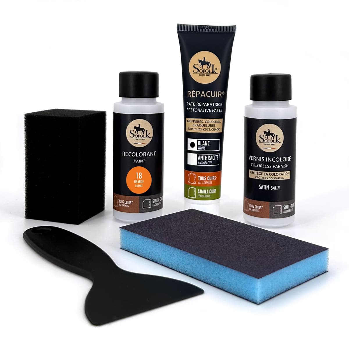 SOFOLK Kit de renovación de Cuero y Polipiel: reparación + Pintura + Pintura Protectora - Volante, Asiento de Coche, sillón, Zapatos (6-Off-White) — view 18