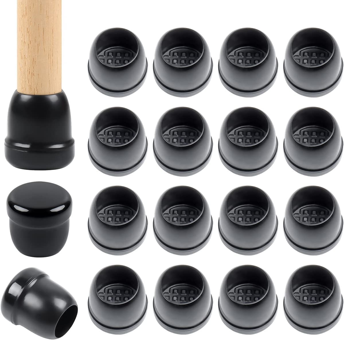 Ezprotekt Protectores de Suelo Transparentes para Patas de Silla 20-28mm, 16 Tapones de Silicona con Fieltro Envuelto, Fundas de Silicona Redondo — view 18