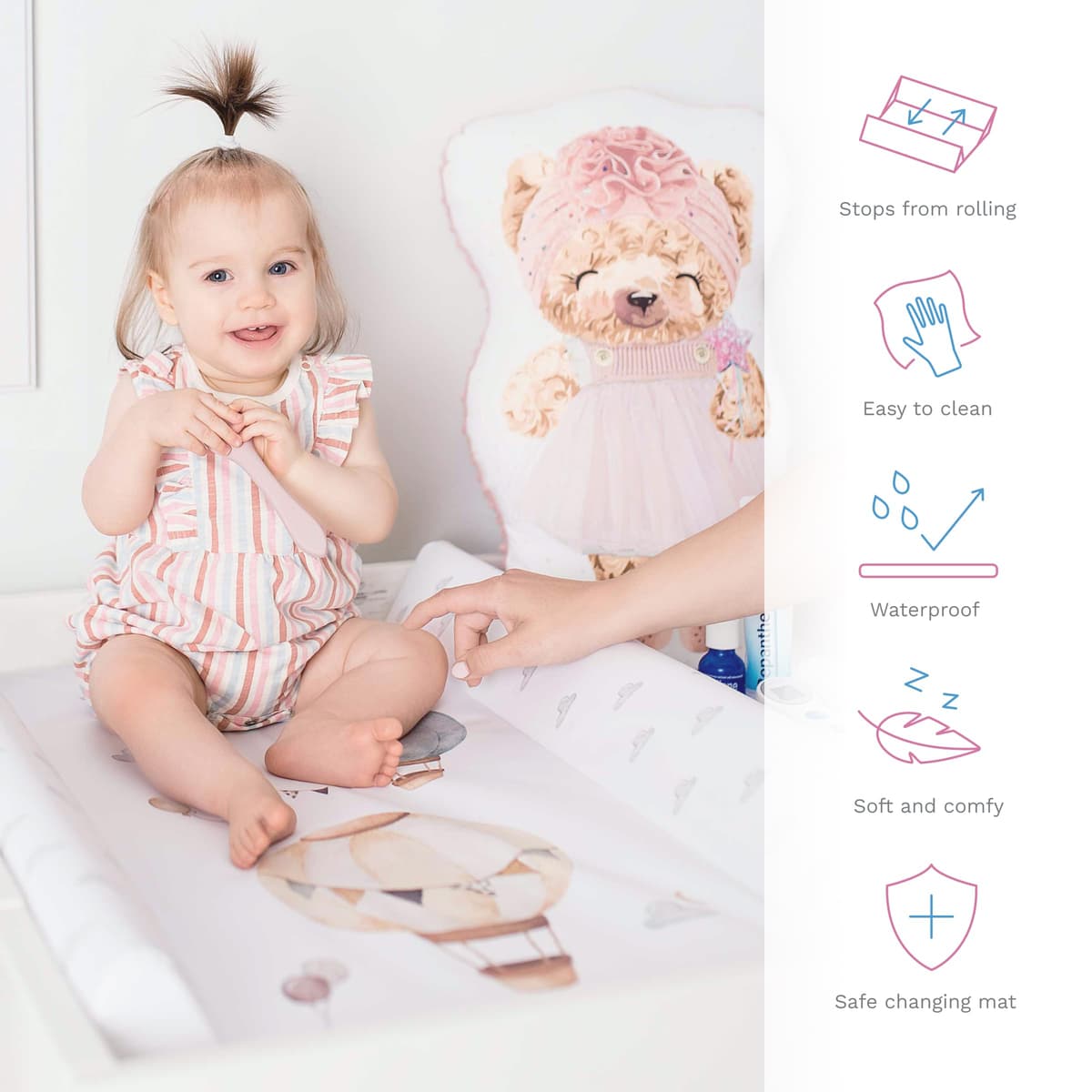 Soft Base Newborn Baby Changing Unit Mat with Raised Edges 50x70 cm (Raccoon) — view 2