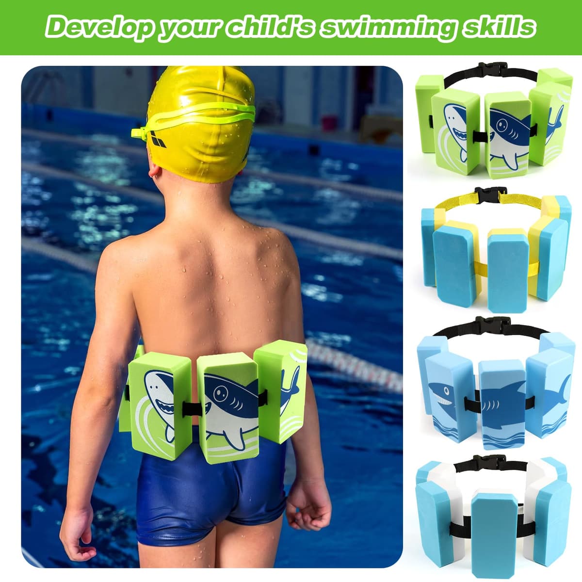 CinturóN de Natación Niños 3-6 Años, Cinturón de Natación Ajustable Ayuda A la Natación Infantil con 5 Cojines de Natación Eva, Cinturón Flotador de NatacióN para Niños de hasta 30 Kg — view 5