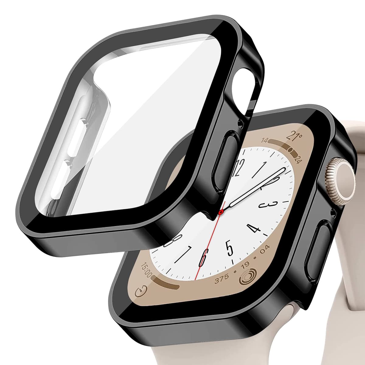 Hard PC Waterproof Case for Apple Watch Case 42mm 46mm 40mm 44mm 41mm 45mm, Built-in Tempered Glass Screen Protector, Ultra-Thin HD Full Protective Cover for iWatch Series 11 10 9 8 7 6 5 4 SE 3/2/1