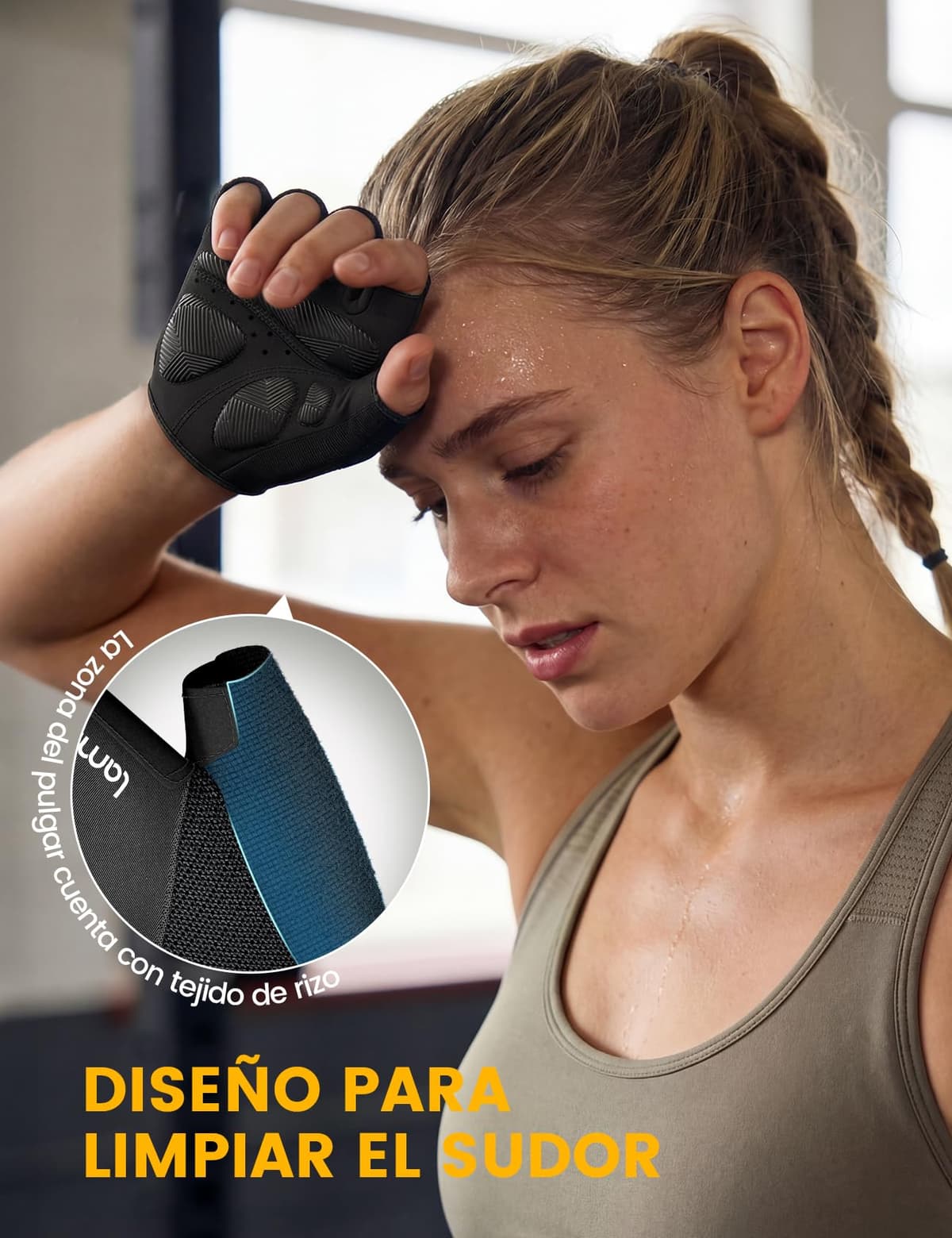 Lamicall Guantes de Ciclismo de Medio Dedo para Hombre y Mujer, Guantes de Gimnasio - [Amortiguador & Transpirable] Secado Rápido, Guantes MTB, Guantes de Verano para Bicicleta Montaña, Moto, Gimnasio — view 4