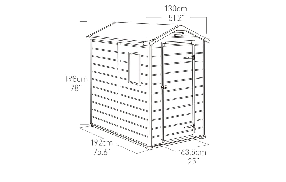 Keter Manor 4X6 - Caseta de jardín, 130x192x198cm y 2,2m2, Suelo, Sistema de ventilación, Puerta y Ventana, Resistente al Agua, Color Gris — view 3