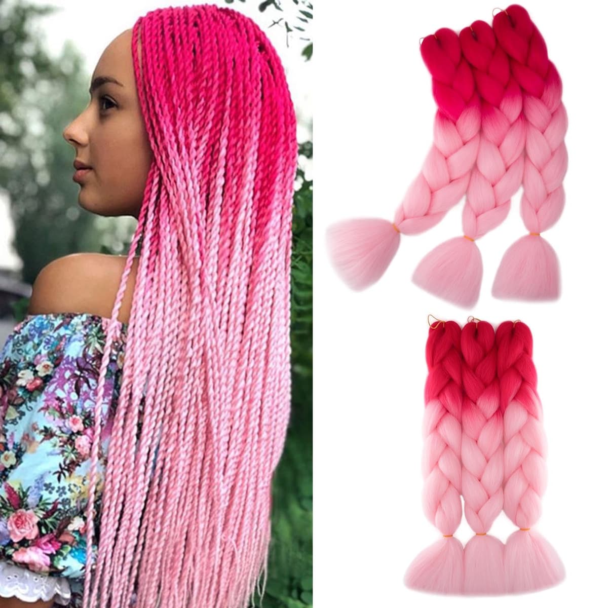 60cm Extensiones de Pelo Trenzas Africanas Castaño Oscuro Extensiones para Trenzas Africanas 1 pcs 100g Kanekalon Pelo para Trenzas Africanas Sintetico Extensiones de Trenzado Cabello Braiding — view 66