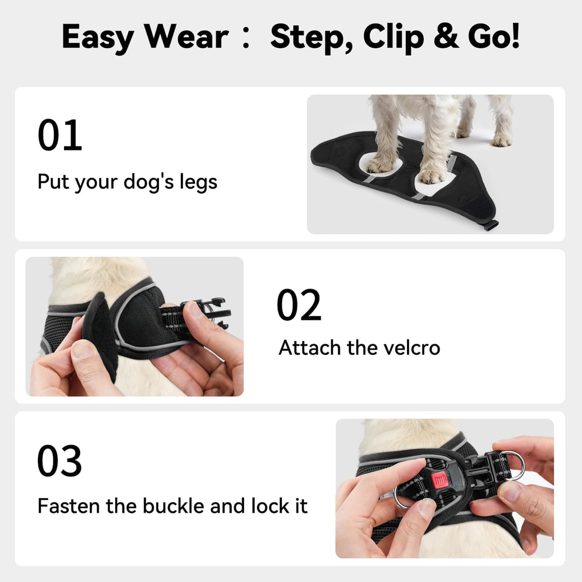 Joytale Arnes Perro, Reflectante Cómodo Transpirable Arnés, Perros Arneses Chaleco para Gato y Cachorros Perro, Negro, XS — view 3