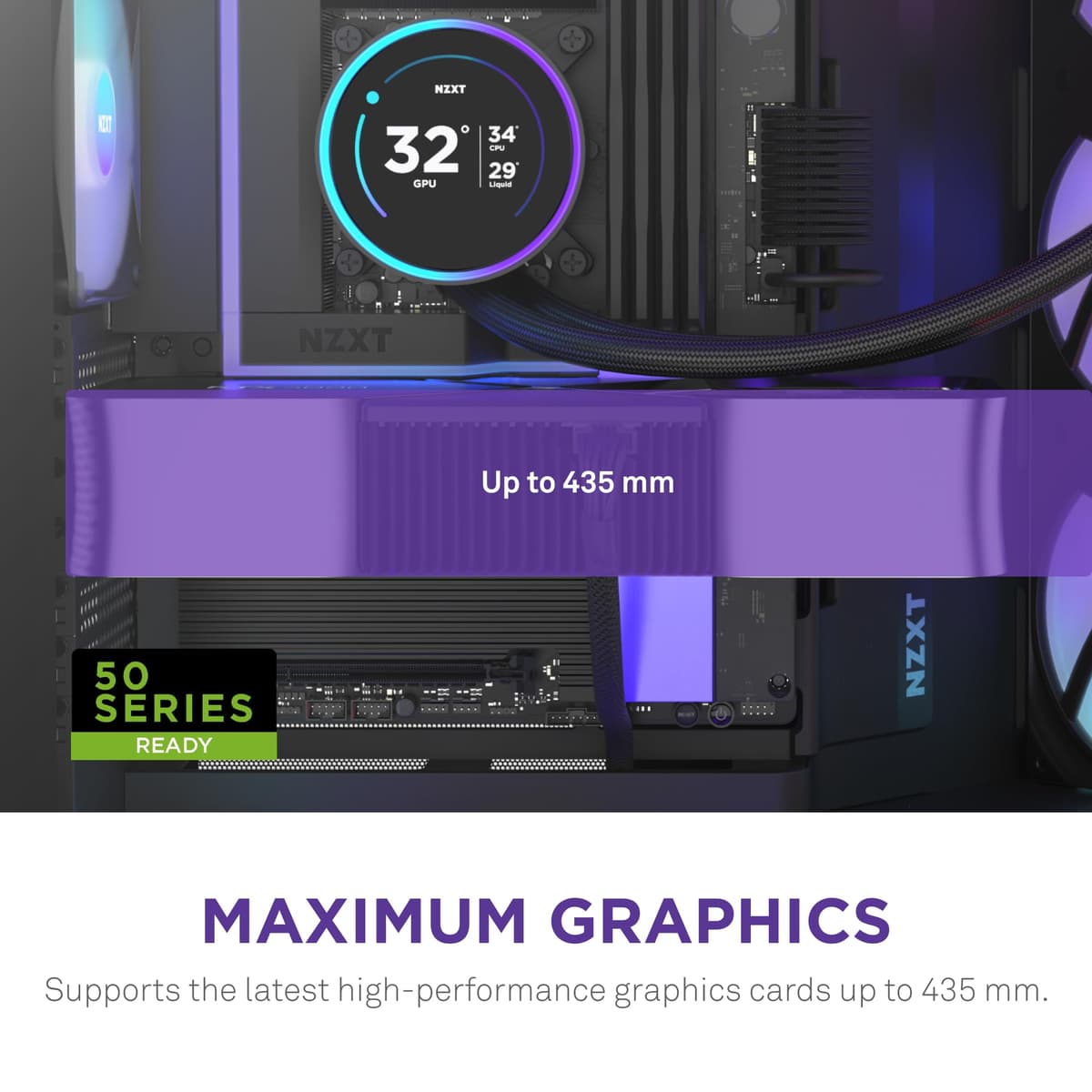 NZXT H9 Flow RGB+ (2025) – Large Dual-Chamber ATX Mid-Tower Airflow PC Case – Includes 7 RGB Fans (6 x 140mm, 1 x 120mm) & Control Hub – 420mm Radiator Support – Back-Connect Ready – Black — view 5