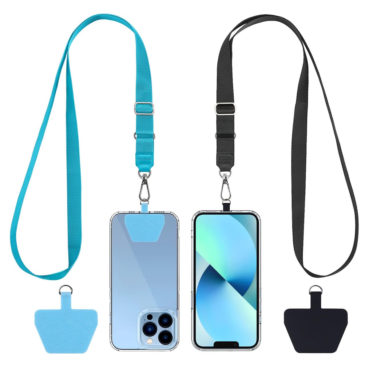CACOE Universal Mobile Phone Chain, 2 Pcs Adjustable Collar Lanyard and 2 Pcs Durable Patches, Lanyard Mobile Phone Neck Strap Compatible with Most Smartphones — view 19