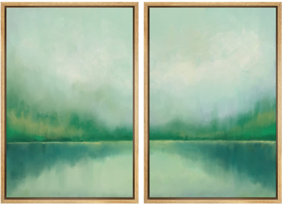 MUDECOR Framed Canvas Print Wall Art Set Watercolor Pastel Duotone Tan Landscape Abstract Shapes Illustrations Modern Art Decorative Contemporary for Living Room, Bedroom, Office - 24"x36"x2 Natural — view 59