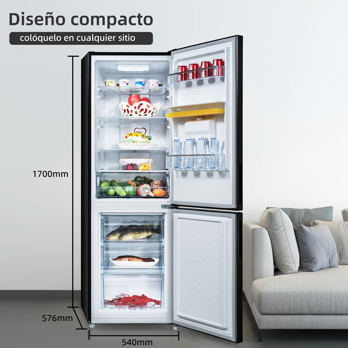 CHiQ FBM228NE4DE No Frost Combi Refrigerator,frigorífico independiente con congelador, combinación de frigorífico y congelador 231 L, sin escarcha, flujo de aire múltiple, dispensador de agua, 170 cm — view 4