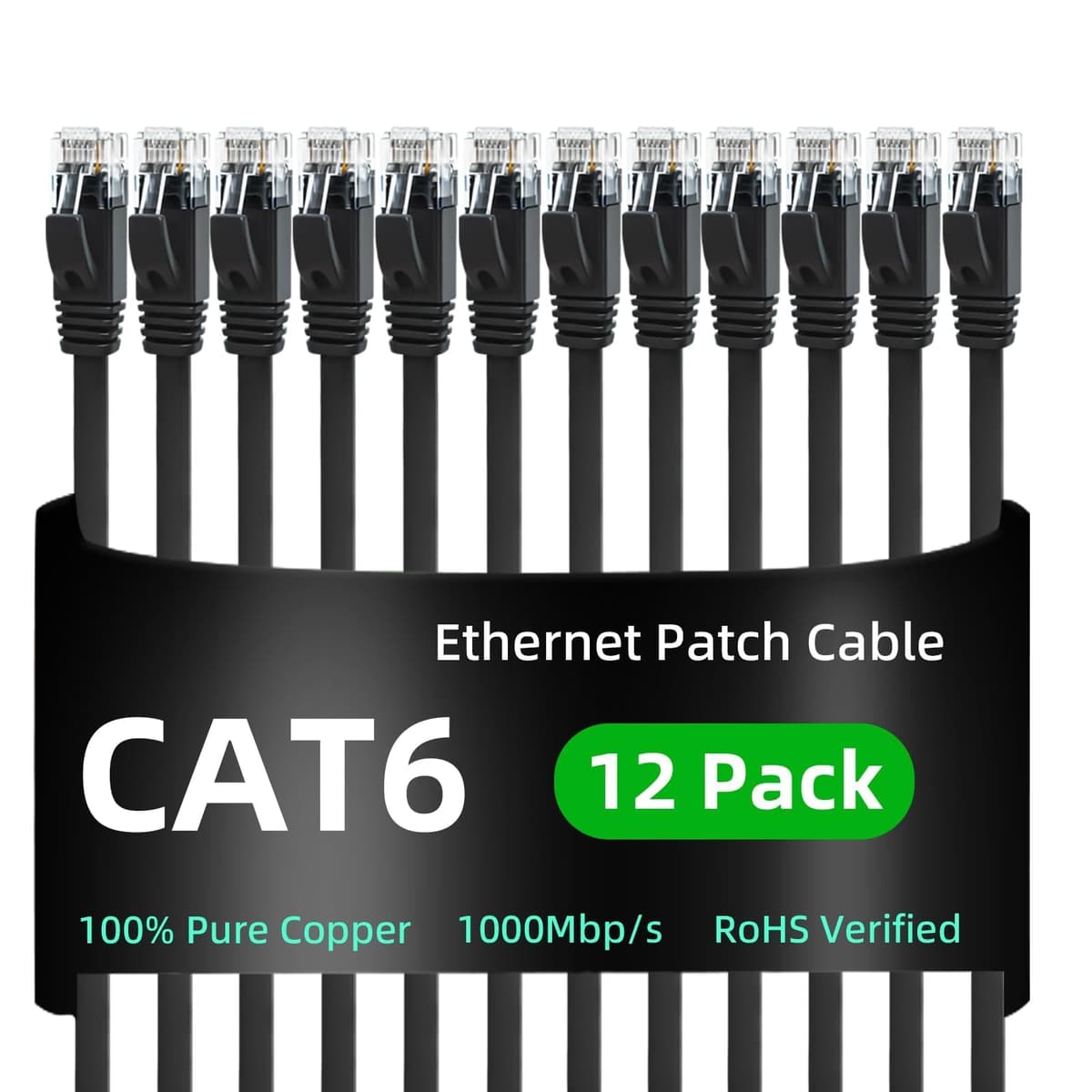 Yauhody CAT 6 Ethernet Cable 0.5m Black 6Pack Network Cable High Speed CAT6 Ethernet Patch Leads 0.5m Lan Cable CAT6 Gigabit Internet LAN Patch Cable for TV Gaming Router(6Pack Black) — view 14