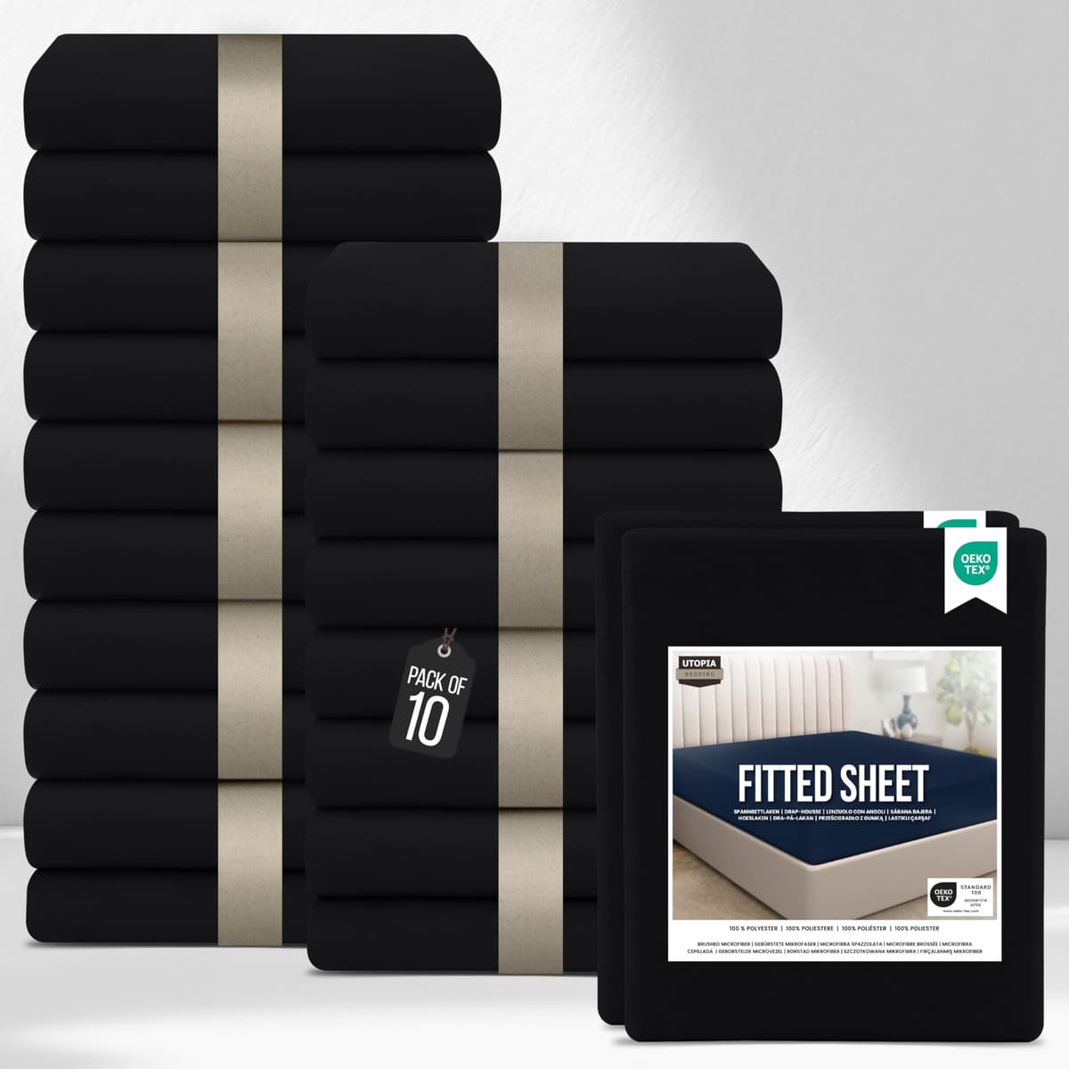Utopia Bedding Fitted Sheet Single (2 Pack), White - Deep Pocket 14 inch (35 cm) - Oeko Tex Certified - Easy Care - Soft Brushed Microfibre Fabric - Shrinkage and Fade Resistant - Bottom Sheet — view 16