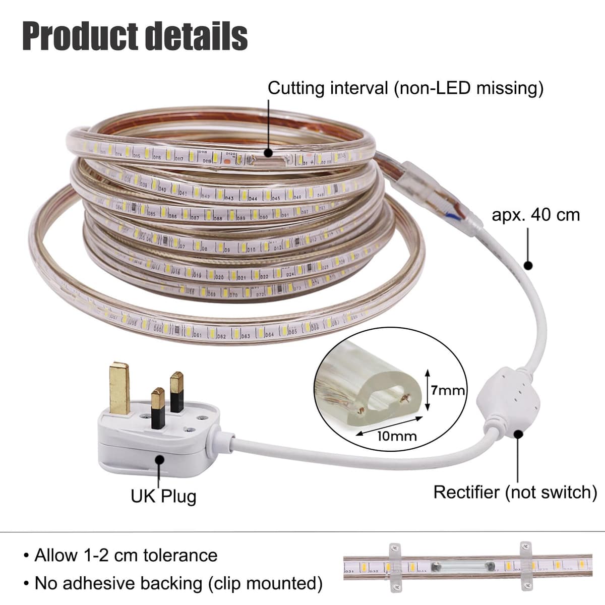 25m LED Strip AC 220V 240V IP65 Waterproof 3014 SMD 120LEDs/m Commercial Rope Light, Warm White Ribbon for Home Kitchen Cabinets Ceiling Garden Decoration UK Plug — view 5