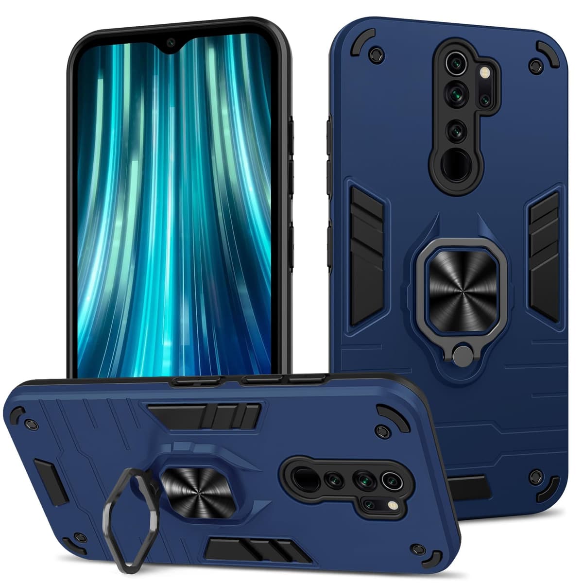 Funda para CMF Phone 2 Pro, Carcasa Antigolpes con Soporte anular metálico, Case Protectora de Grado Militar, Negro — view 180