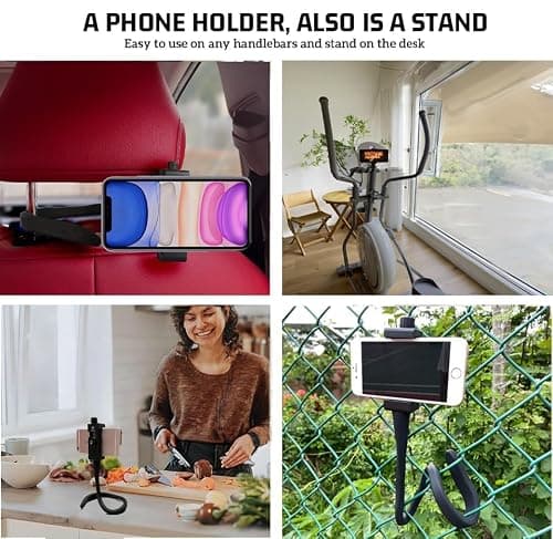 Portable Phone Holder Stand for Bed, Stroller, Desk, Car with Gooseneck Flexible Arm - Stable, Secure & Adjustable Fit on Treadmill, Wheelchair, Tree for GoPro & Cell Phones Used at Home, Work, Travel — view 5