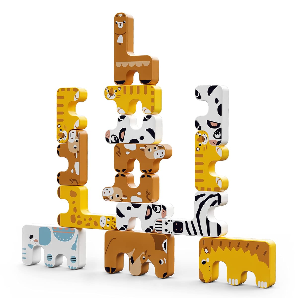 TUMAMA Stacking Games Montessori Toys Animal Balance Blocks for Toddlers Educational Stacking High Building Block 3 4 5 6 Years Old, Adults, Boys and Girls 15pcs — view 8