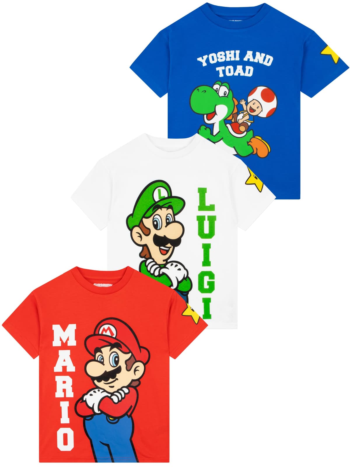 Super Mario Paquete De 3 Camisetas, Camiseta Niño De Mario, Luigi Y Yoshi, Camisetas Niño De Verano Algodón con Motivo Gamer