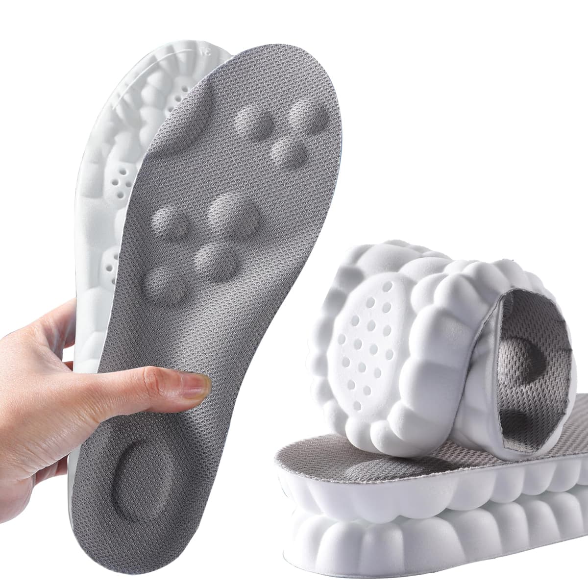 Memory Foam Insoles with Arch Support for Women Men,Comfort Massage Insoles Replacement Shoe Inserts for Trainers Sneakers Sports Shoes Work Boots,Breathable,Shock Absorption (5/5.5UK, Black) — view 10