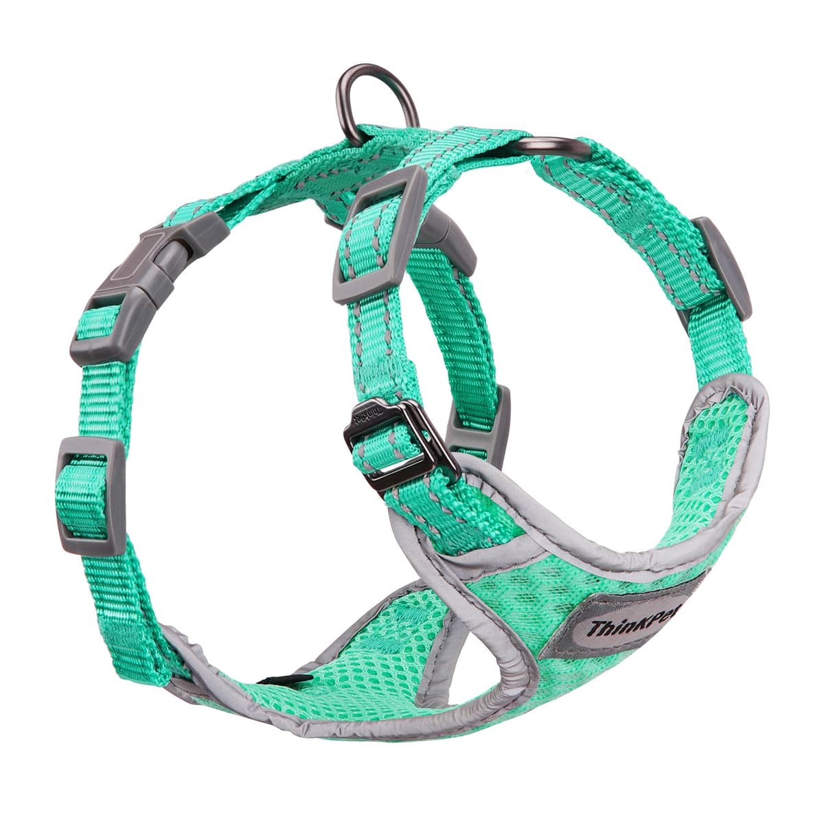 ThinkPet Reflective Breathable Soft Air Mesh No Pull Puppy Choke Free Over Head Vest Ventilation Harness for Puppy Small Medium Dogs (Black,L) — view 15
