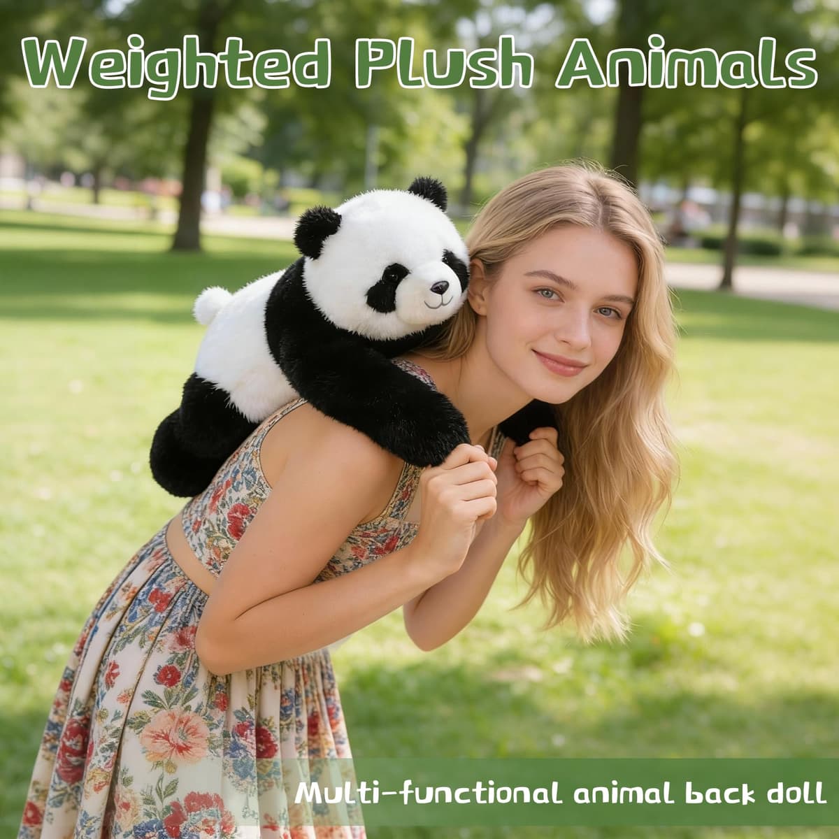 Weighted Panda Plush Teddy, Soft Stuffed Animal Plushies, Cuddly Toy for Comfort & Relaxation, Pookie the Panda Weighted Animals for Adults, Hugging Companion for Anxiety Relief & Sleep Support（45cm） — view 3
