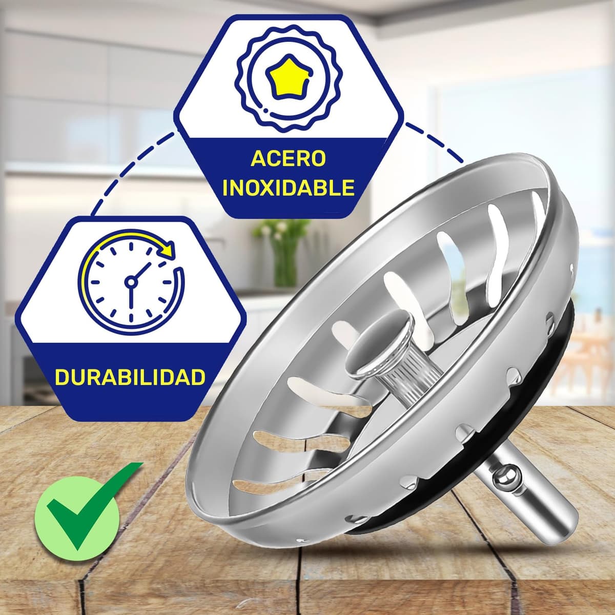 Tapon Fregadero Cocina Universal Ø 84 mm H 18 mm en Acero Inoxidable con Código Original 133.0042.853 1330042853 1330042867 1920059 para Franke - Made IN Italy - MONTERAL — view 4
