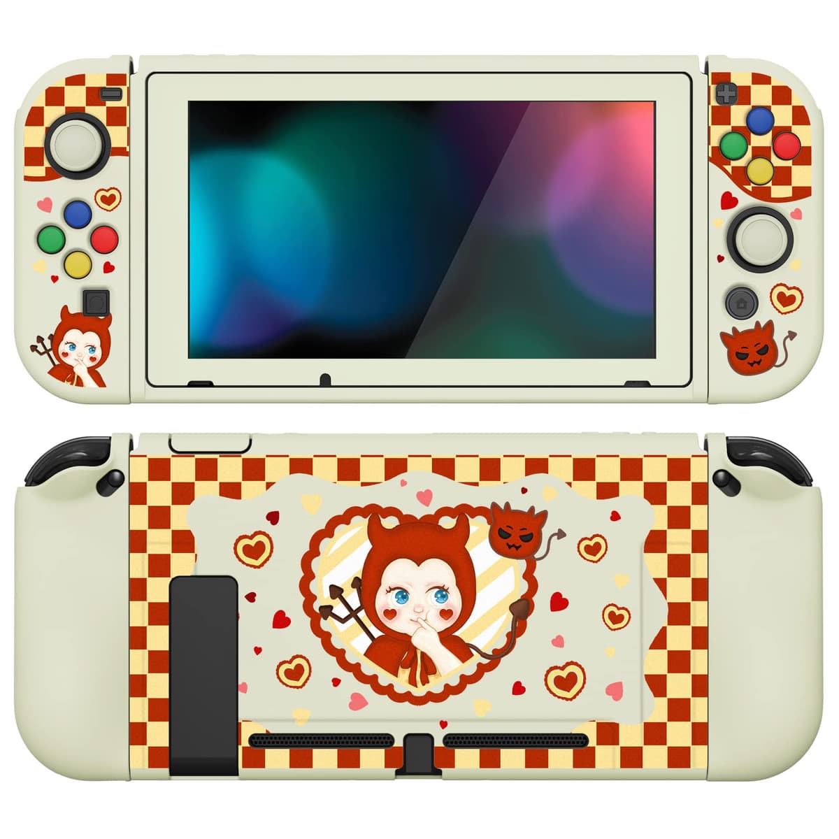 playvital ZealProtect Soft Protective Case for Nintendo Switch, Flexible Cover Protector for Switch with Screen Protector & Thumb Grip Caps & ABXY Direction Button Caps - Cherry Bunny & Cherry Bear — view 49