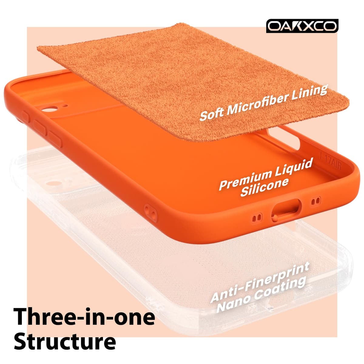 oakxco for iPhone 17 Pro Max Phone Case Liquid Silicone, Cute Thin Slim Grip Soft Rubber Gel for Women Men, Smooth Matte TPU Plain Solid Color Girly Simple Case with Camera Cover, Light Pink — view 1941