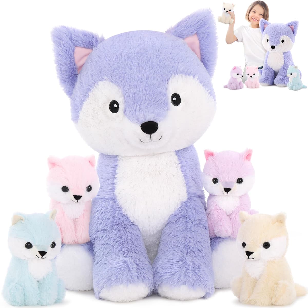 MorisMos Giant Easter Bunny Teddy Soft Toy, 60cm Cuddly Rabbit Teddy with 3 Baby Inside, Big Fluffy Bunny Stuffed Animals Gift for Kids Girlfriend Birthday Easter Decorations — view 33