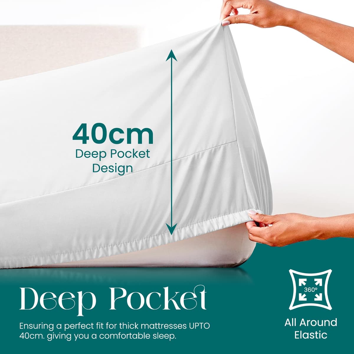 Linens World Egyptian Cotton Fitted Sheets King Size Breathable, Anti Wrinkle 40cm Deep Pocket 200 Thread Count Bed Sheets Bedding & Linen 152 X 200-CM White Bedding King Size Fitted Sheets — view 4