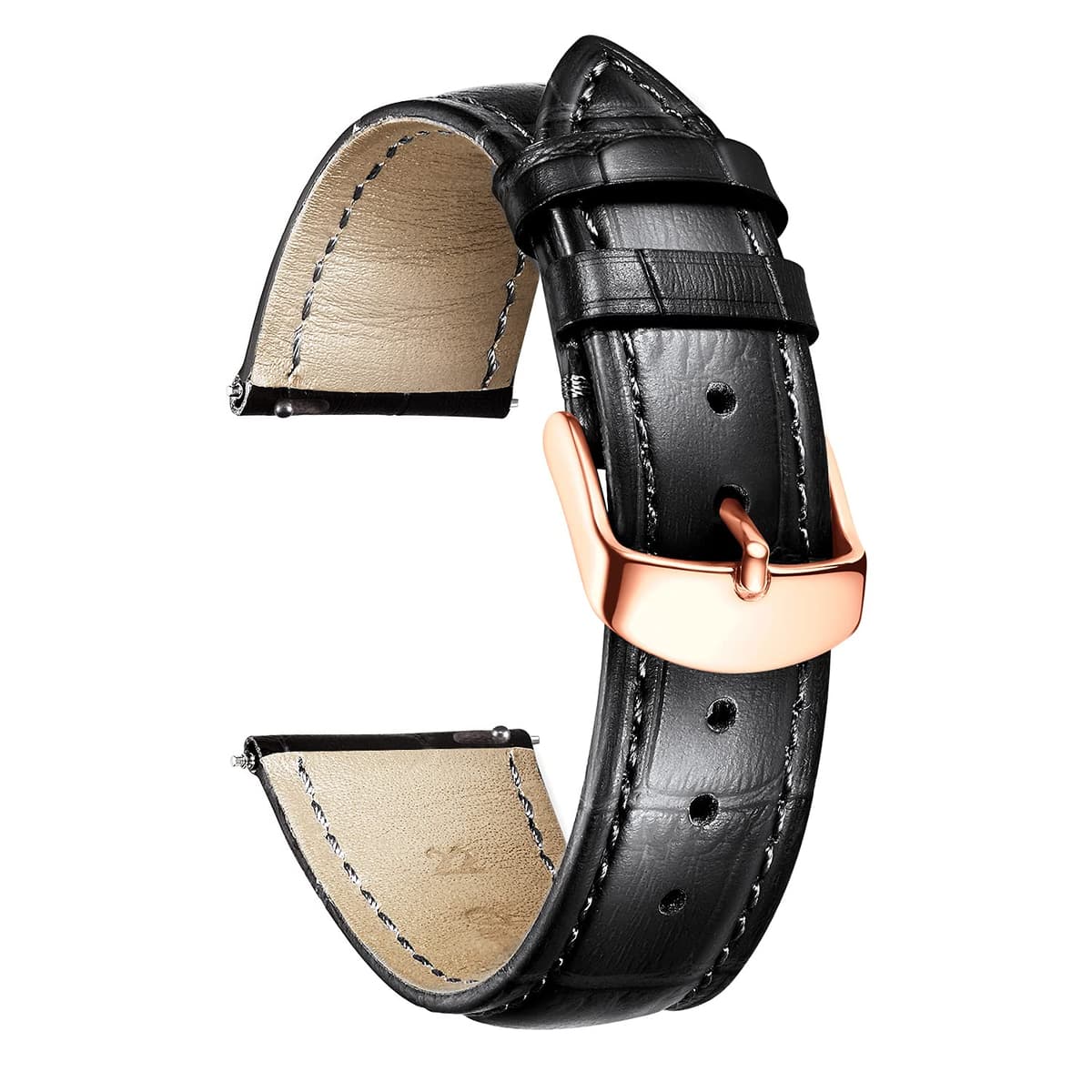 BINLUN Quick Release Leather Watch Straps Replacement Watch Bands Smart Watch Strap Crocodile Pattern in 10 Colors 13 Sizes with Silver/Gold/Rose-Gold Buckle for Men Women(10mm-24mm) — view 48