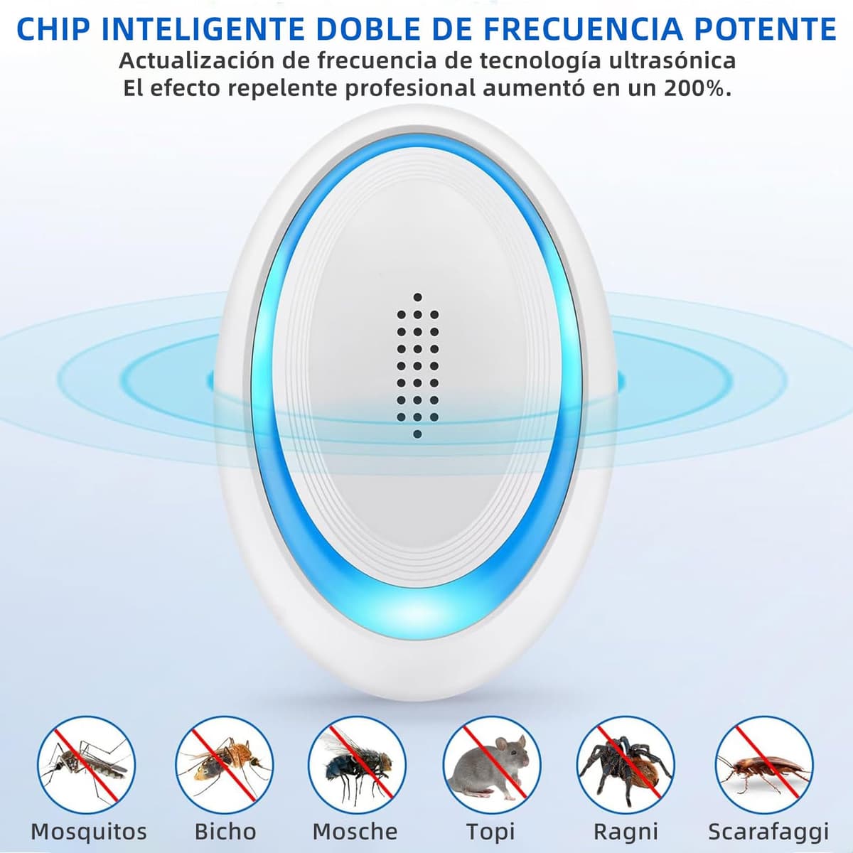 Repelente Ultrasónico de Plagas, 6 Pack Antimosquitos Electrónico Ultrasónico Mosquitos,2026 Repelente Mosquitos Interiores Antiparasitario para Roedores, Arañas, Cucarachas, Insectos — view 2