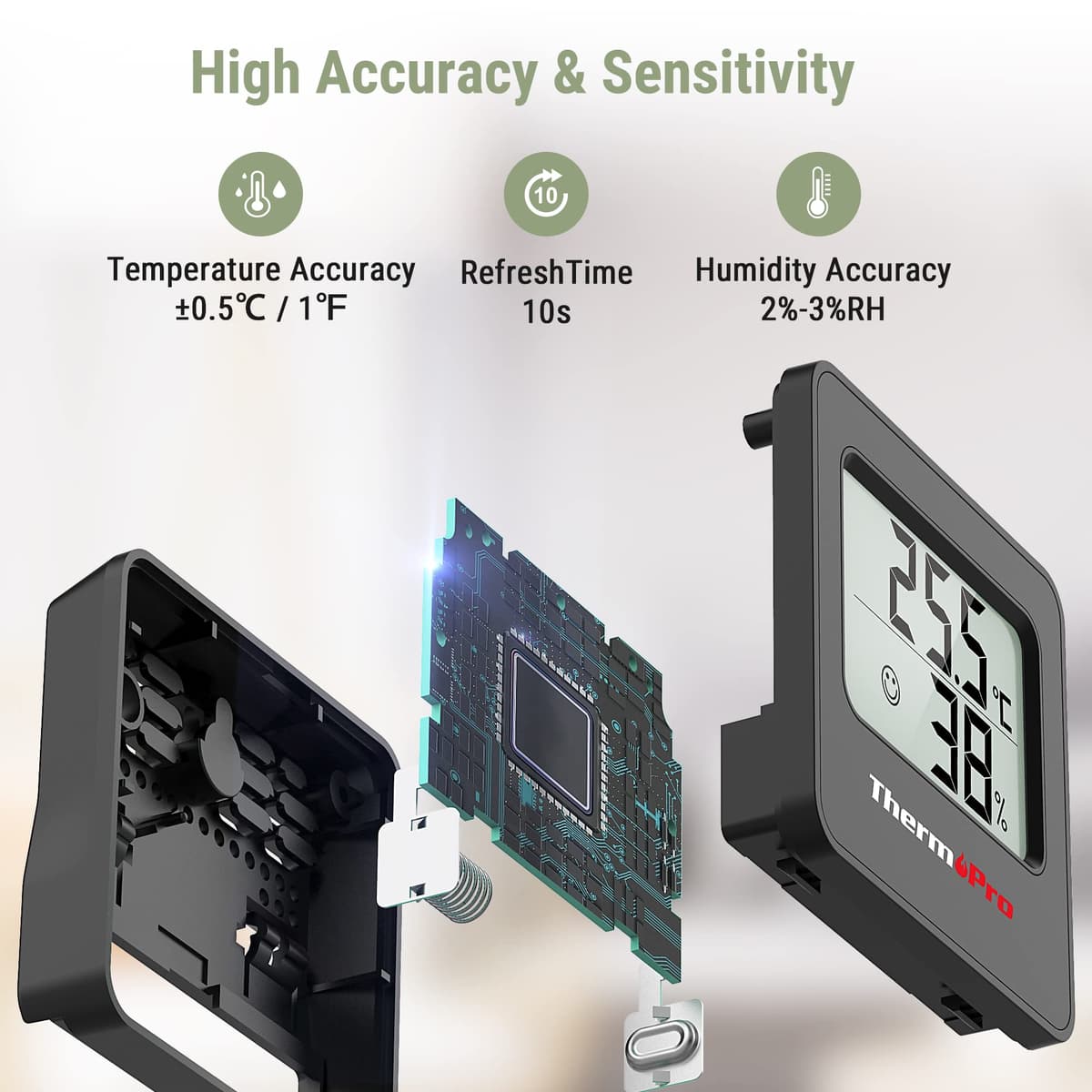 ThermoPro TP157 Indoor Digital Hygrometer for Home and Baby Room - Humidity Thermometer with Temperature Sensor - Hygrometer and Comfort Indicator for Greenhouse Room — view 3
