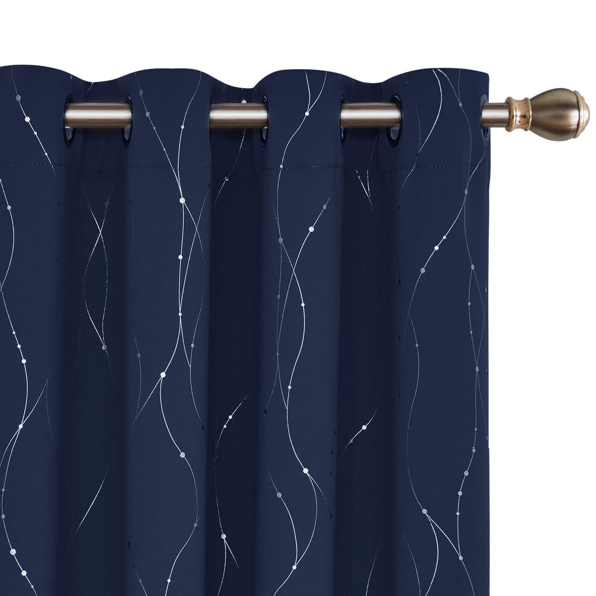 Deconovo Soft Dotted Line Foil Printed Blackout Curtains Thermal Insulated Curtains Eyelet Energy Efficiency Room Darkening Curtains for Bedroom 52 x 72 Inch Light Grey 2 Panels — view 18